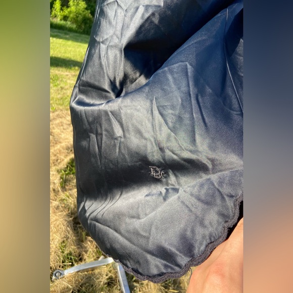 Vintage Christian Dior Black MIDI Satin Slip Skirt Scalloped Union Made in USA - Picture 8 of 11